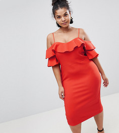 Облегающее платье с оборкой River Island Plus - Красный