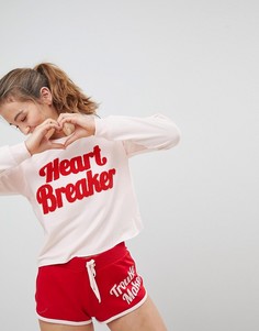 Трикотажные пижамные шорты и топ с надписью Heartbreaker New Look - Розовый