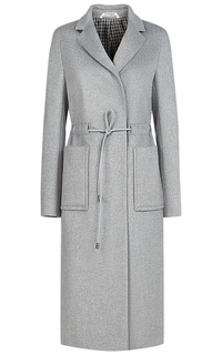 Женское текстильное пальто с поясом из текстильных материалов Pompa