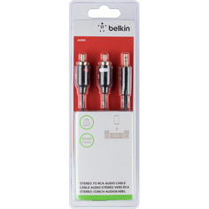 Кабель аналоговый аудио Belkin Jack 3.5 папа/2xRCA папа 5м (F3Y116BT5M) Jack 3.5 папа/2xRCA папа 5м (F3Y116BT5M)