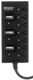 USB концентратор Ginzzu HUB GR-487UB USB 2.0 (черный)