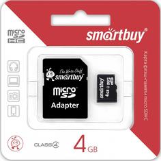 Карта памяти Smartbuy microSDHC 4Gb + адаптер