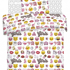 Постельное белье Emoji Смайлы пинк 8908+8909 вид 1 Комплект 1.5 спальный Хлопок