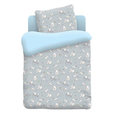 Постельное белье Непоседа Слоники 8955-1 Комплект 1.5 спальный Поплин Light Blue