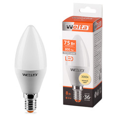 Лампочка Wolta LED C35/8W/3000K/E14 25YC8E14