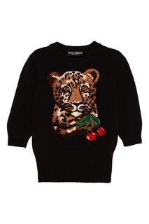 Шерстяной джемпер с леопардом Dolce & Gabbana