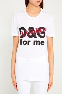Белая хлопковая футболка с монограммой Dolce&;Gabbana