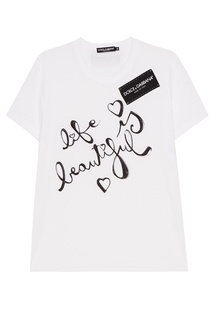 Белая футболка с надписью Dolce & Gabbana
