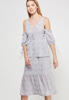 Платье LOST INK EMBROIDERED PUFF SLEEVE MIDI DRESS