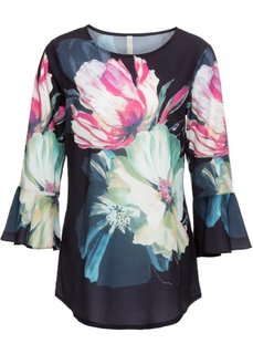 Блузка с цветочным принтом (темно-синий/зеленый/розовый в цветочек) Bonprix