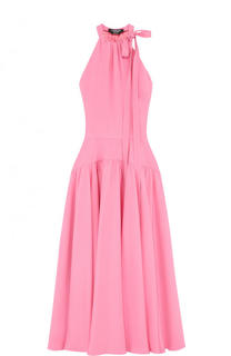 Приталенное шелковое платье-миди с бантом CALVIN KLEIN 205W39NYC