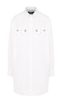 Удлиненная хлопковая блуза свободного кроя CALVIN KLEIN 205W39NYC