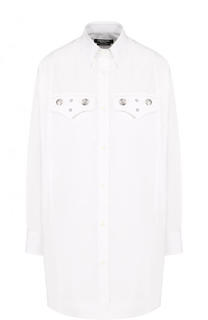 Удлиненная хлопковая блуза свободного кроя CALVIN KLEIN 205W39NYC