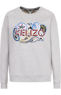 Хлопковый свитшот свободного кроя с логотипом бренда Kenzo