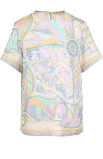 Шелковый топ свободного кроя с принтом Emilio Pucci