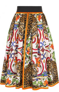Хлопковая юбка-миди с принтом и эластичным поясом Dolce &amp; Gabbana
