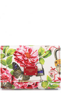 Кожаное портмоне с цветочным принтом с клапаном Dolce &amp; Gabbana