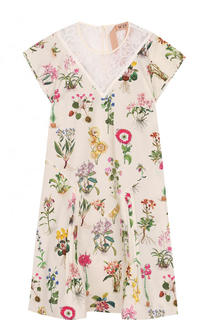Мини-платье с цветочным принтом и кружевной отделкой No. 21