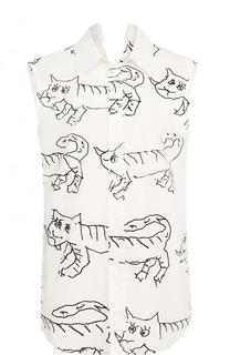 Удлиненный хлопковый топ с принтом Marni