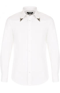 Хлопковая рубашка с металлической отделкой на воротнике CALVIN KLEIN 205W39NYC