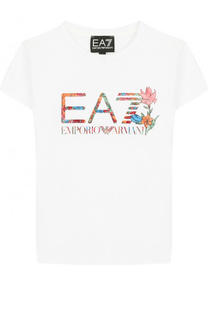 Хлопковая футболка с принтом Ea 7