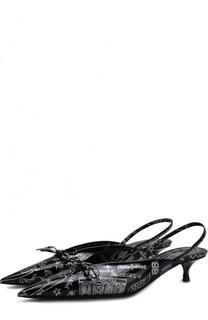 Кожаные туфли Knife с принтом на каблуке kitten heel Balenciaga