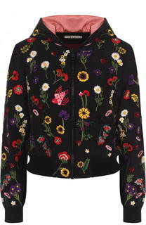 Укороченная шелковая куртка с цветочной вышивкой Alice + Olivia