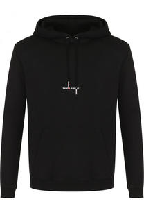 Хлопковый пуловер с логотипом бренда Saint Laurent