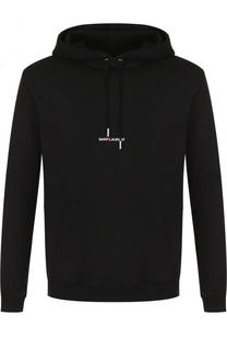 Хлопковый пуловер с логотипом бренда Saint Laurent