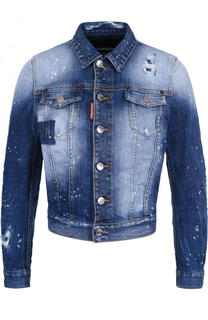 Укороченная джинсовая куртка с потертостями Dsquared2