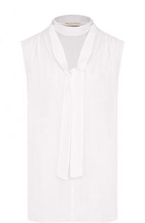 Шелковый топ с драпировкой и воротником аскот Emilio Pucci