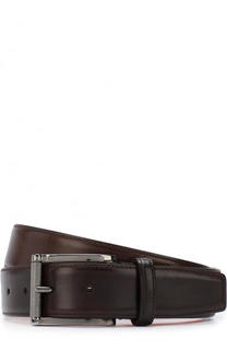 Кожаный ремень с металлической пряжкой Santoni