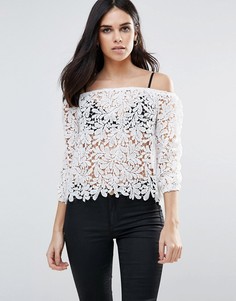 Топ кроше с открытыми плечами Parisian - Белый