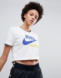 Белый кроп-топ в рубчик Nike Archive - Белый