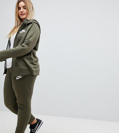 Спортивные штаны цвета хаки с манжетами Nike Plus - Зеленый