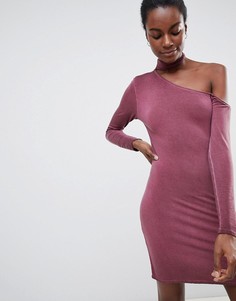 Облегающее платье на одно плечо с лентой вокруг шеи NYTT Olivia - Фиолетовый