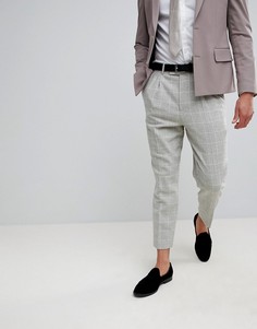 Суженные клетчатые брюки в строгом стиле из шерстяной смеси ASOS Wedding - Серый