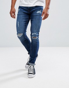 Темно-синие рваные джинсы скинни DML Jeans - Синий