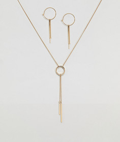 Ожерелье и серьги в подарочном наборе Nylon - Золотой