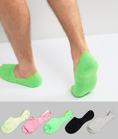 Набор из 5 пар носков-невидимок неоновых цветов ASOS - Мульти