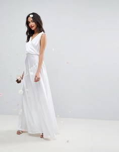 Платье макси с глубоким вырезом и драпировкой ASOS EDITION - Белый