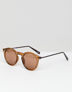 Коричневые круглые солнцезащитные очки с металлическими дужками ASOS - Мульти