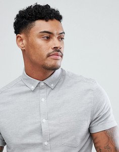 Светло-серая оксфордская рубашка скинни с короткими рукавами ASOS - Серый