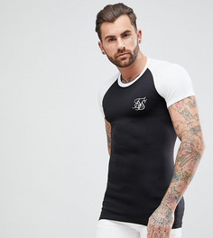 Черная обтягивающая футболка с рукавами реглан SikSilk - Черный