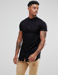 Черная обтягивающая рубашка с трикотажными рукавами SikSilk - Черный