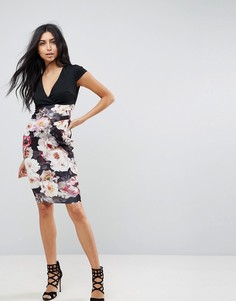 Облегающее платье с принтом на юбке Jessica Wright - Мульти