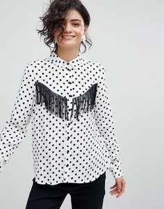 Рубашка в горошек в стиле вестерн с бахромой ASOS - Мульти