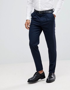 Фактурные зауженные брюки Selected Homme - Темно-синий