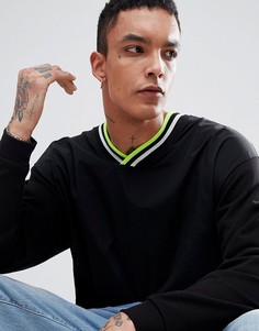 Черный оверсайз-свитшот с V-образным вырезом ASOS DESIGN - Черный