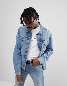 Джинсовая куртка с рваной отделкой Calvin Klein Jeans - Синий